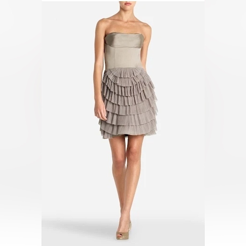 BCBGMAXAZRIA HAZEL NUT JACQUIER TIERED-TULLE DRESS SIZE 8 fairy romantic formal